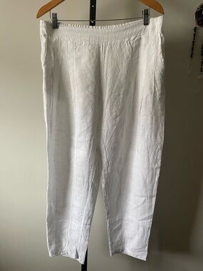100% Linen Italian White Pant Trouser Coastal